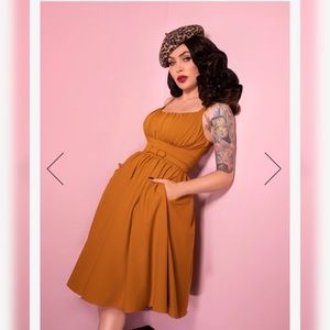Vixen by Micheline Pitt mustard ingenue dress